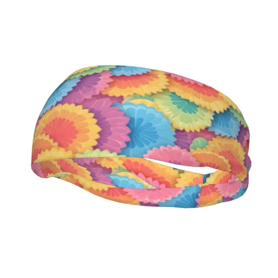 Motion Adornment Sweatband 15 In Both Men And Women Can Stretch Breathable Soft Perspiration For Hiking Walking Running Exercise Tie-Dye Pattern Bright Colors (3)