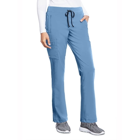 Motion By Barco MOP001 Women's Four Pocket Cargo Side Inset Drawcord Scrub Pant Ciel Blue L