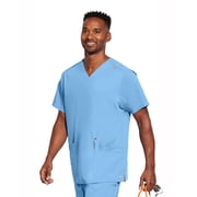 Motion By Barco MOT019 Mens Four Pocket Lapover V-Neck Scrub Top Ciel Blue XS