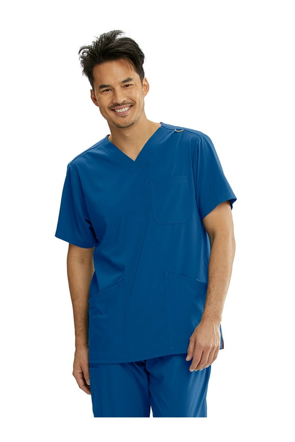 Motion By Barco MOT019 Men's Four Pocket Lapover V-Neck Scrub Top New Royal L