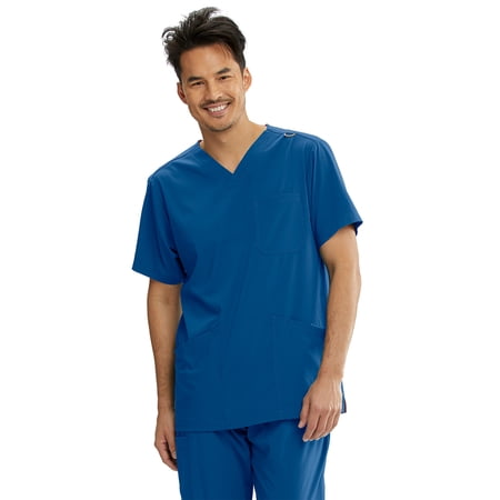 Motion By Barco MOT019 Men's Four Pocket Lapover V-Neck Scrub Top New Royal M
