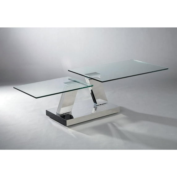 Motion Clear Glass Coffee Table with Stainless Steel Base