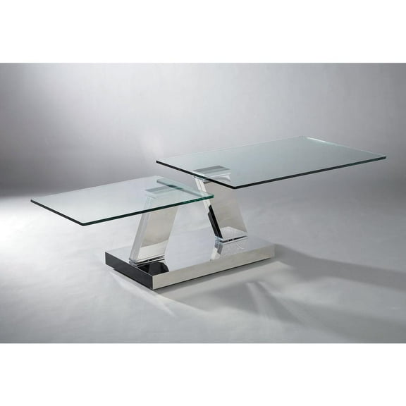Motion Clear Glass Coffee Table with Stainless Steel Base