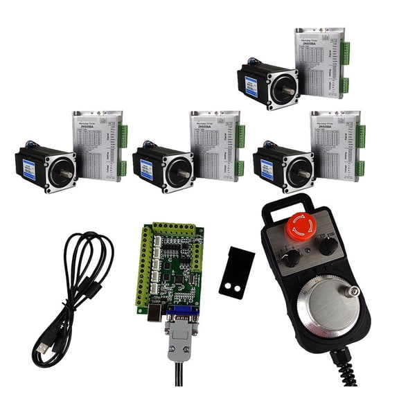 Motion Control System 4-axis Cnc Kit 556 Stepper Motor Driver Nema 23/57 Stepper Motor 3nm Emergency Stop Handwheel