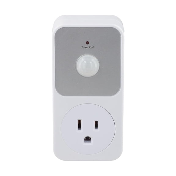Motion Detection Sensor Power Socket Switch, 110V PIR Infrared Electrical Outlet with 1800W Load Capacity for Garage, Hallway or Smart Lighting Control in Garages and Homes White