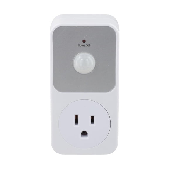 Motion Detection Sensor Power Socket Switch, 110V PIR Infrared Electrical Outlet with 1800W Load Capacity for Garage, Hallway or Smart Lighting Control in Garages and Homes White