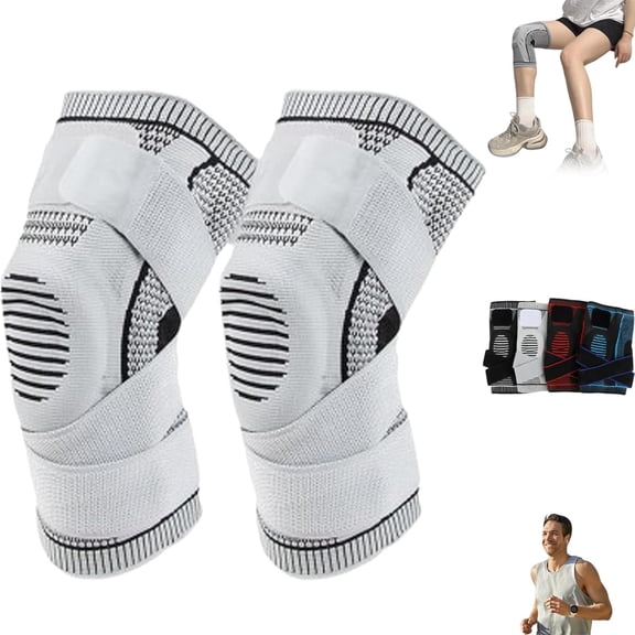 Motion Max Knee Pro,Motionmax Knee Pro Brace,Motion Max Pro Knee Brace Bone on Bone Support,One Pair with Adjustable Non-Slip Straps (Gray,XX-Large)
