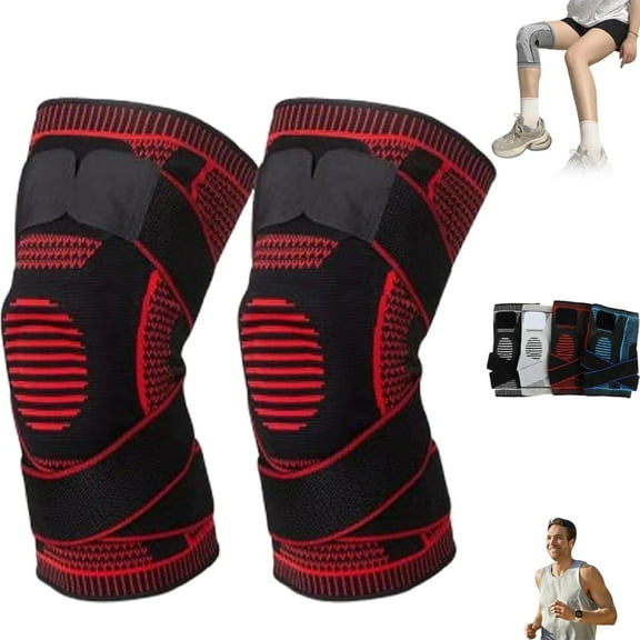 Motion Max Knee Pro,Motionmax Knee Pro Brace,Motion Max Pro Knee Brace Bone on Bone Support,One Pair with Adjustable Non-Slip Straps (Red,XXX-Large)