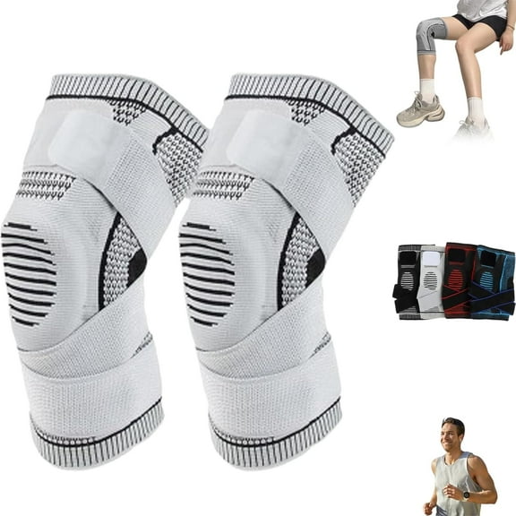 Motion Max Knee Pro,Motionmax Knee Pro Brace,Motion Max Pro Knee Brace Bone on Bone Support,One Pair with Adjustable Non-Slip Straps (Gray,Large)