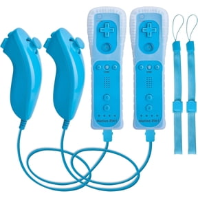 Motion Plus Wii Controllers 2Packs with Nunchucks, Wii Remote Controllers Compatible for wii and Wii U with Built in Motion Plus-Light Blue