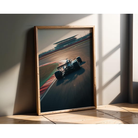 Motion Race Car Blur Art Speeding Formula Circuit Bedroom Design Poster ...