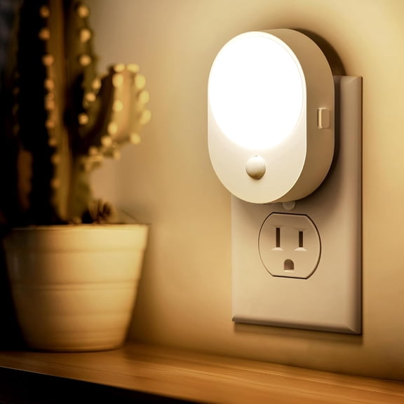 Motion Sensor ,[2-PACK] s Plug into Wall,Motion Sensor and Dusk to Dawn Sensor,3000K Soft White,30/60/100lm Brightness Dimmable,Nightlight for Bathroom Hallway