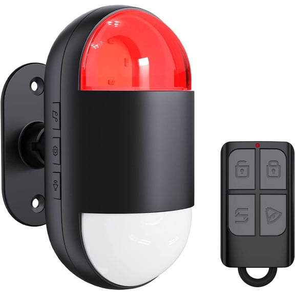 Motion Sensor Alarm Indoor: Wireless Detector with Siren & Strobe (125dB, 328ft Remote Control, Battery Operated), Portable Door Chime Bell Alert Burglar for Shop Home Garage Shed Car