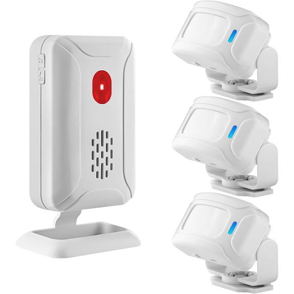Motion Sensor Alarm Wireless Indoor Motion Detector When Eentering Motion Detection Door Chime Doorbell Separate Sensor Detector and Receiver for Home Business Shop (2 Receiver + 1 Sensor)