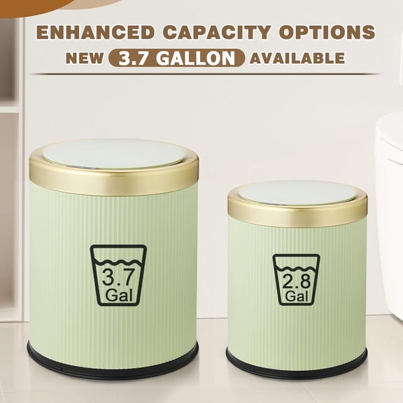 Motion Sensor Bathroom Trash Can - 3.7 Gallon Touchless Automatic Garbage Can with Lid, Plastic Smart Dog Proof Trash Bin for Toilet, Bedroom, Office, Kitchen - Green
