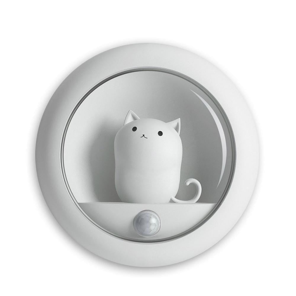 White Acrylic Motion Sensor Cat Night Light with USB Charging