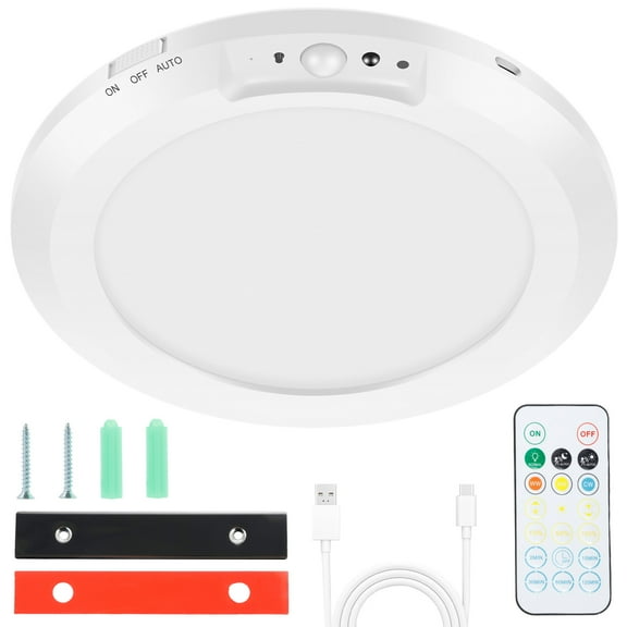 Motion Sensor Ceiling Light 3 Working Modes Magnetic Ceiling Light 3 Light Brightness Wireless Ceiling Light Rechargeable Ceiling Light Practical Cordless Ceiling Light for Bathroom