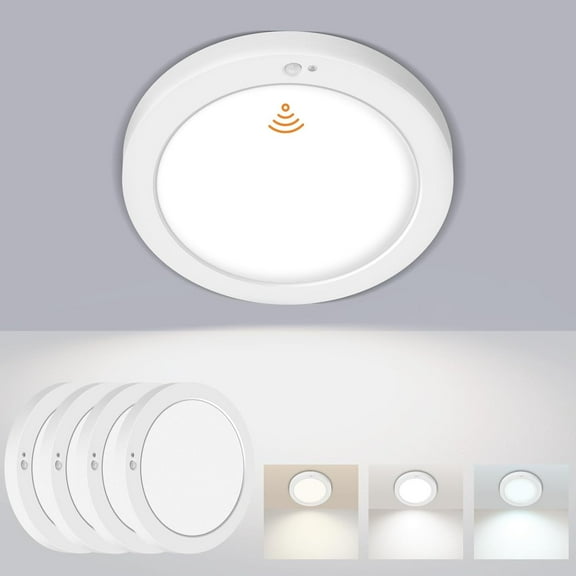 Motion Sensor Ceiling Light, 5CCT Selectable 18W 1110LM, 9 Inch LED Flush Mount Light Fixture Hard Wired, Motion Activated Lights Indoor for Hallway, Stairs, Laundry, Non-Dimmable - 4PK