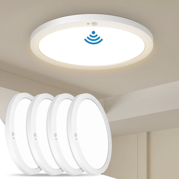 Motion Sensor Ceiling Light Indoor Wired PIR, 2700/3000/3500/4000/5000K, 9 Inch Flush Mount Motion Sensor fixture, 18W, Timer, Motion Activated Flush Mount Ceiling Light for Hallway, Pantry