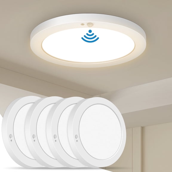 Motion Sensor Ceiling Light Indoor Wired PIR, 2700/3000/3500/4000/5000K, Motion Sensor Closet Light 7 in, 12W, Timer, Motion Activated Flush Mount Ceiling Light for Hallway, Pantry