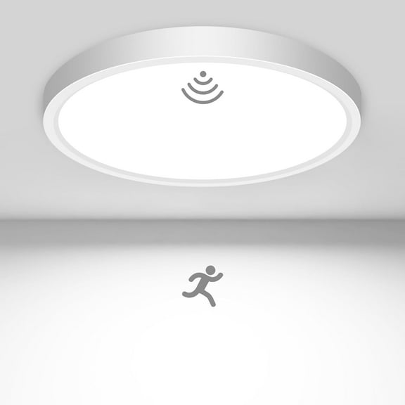 Motion Sensor Ceiling Light Wired, 7 Inch 5000K Closet Lights Motion Sensor, 15W 1500LM Motion Activated Ceiling Light Fixture with Timer for Pantry Hallway Stairwell Porch, White 1 Pack