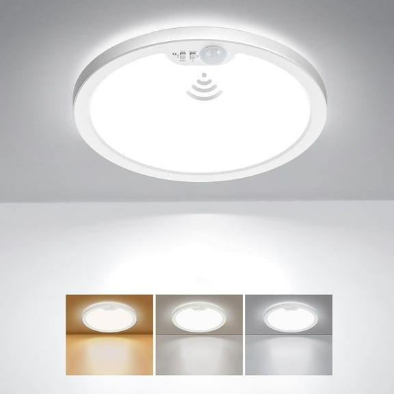 Motion Sensor Ceiling Light Wired, 8.7 Inch 3000K 4000K 5000K Selectable LED Flush Mount Light Fixture, Motion Activated Light with Timer for Hallway Stair Walk-in Closet, Non-Dimmable 1 Pack