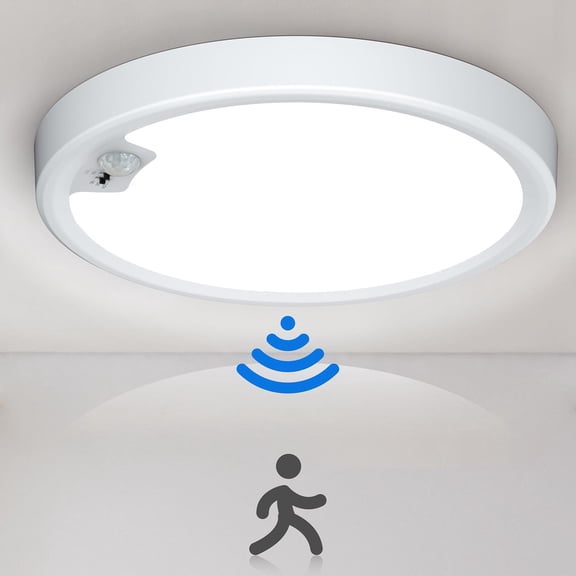 Motion Sensor Ceiling Light Wired, LED Flush Mount Fixture 18W/1600LM, Indoor for Stair Closet Porch Hallway Laundry, Time Dimmable Lights 3000k/4000k/6000k