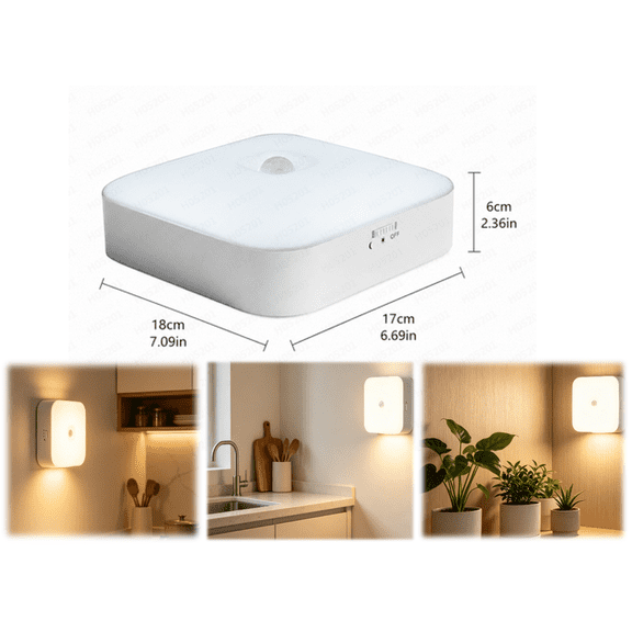 Motion Sensor Ceiling Light, Wireless Magnetic Mount Ceiling Light with Remote, Battery Powered LED Shower Light for Hallway Stairway Garage