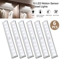 thumbnail image 1 of Motion Sensor Light Indoor, 10 LED Motion Sensor Closet Lights Battery Operated Magnetic Under Cabinet Lights Strip Wireless Stick Up Night Lights Bar for Closet Kitchen Hallway Stair (6 Pack), 1 of 8