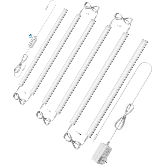Motion Sensor Dimmable Led Under Cabinet Lighting Plug in - 6 Pcs 12 inches Linkable Led Counter Light Bars, Led Closet Light Daylight White 4500K