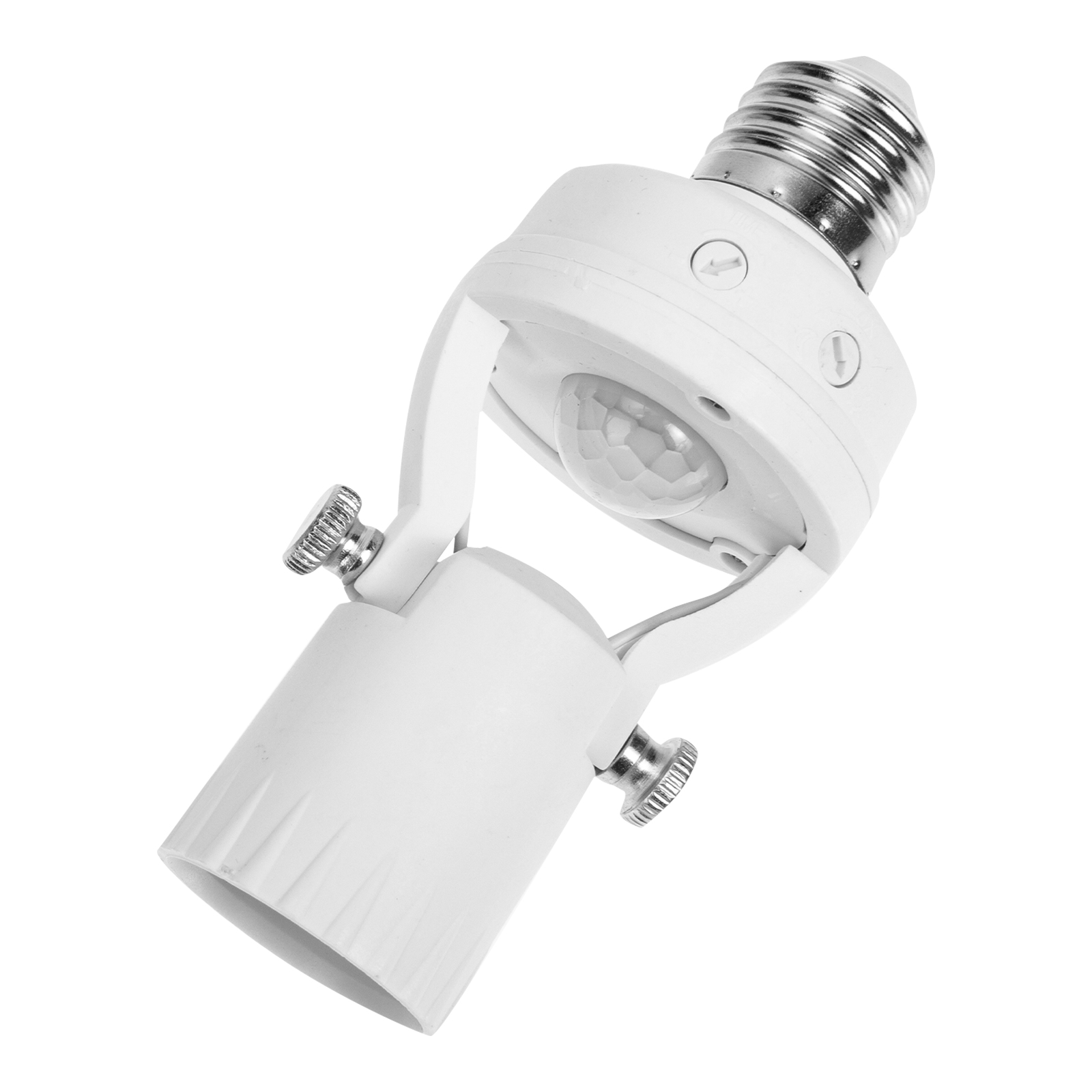 Motion Sensor E27 Induction Lamp Holder Bulb Socket Screw Infrared White Iron