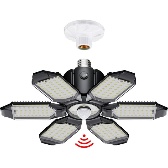 Motion Sensor Garage Light, 20000LM 200W Garage Lights Ceiling Led Motion Activated,Motion Light Indoor with Dusk to Dawn, E26/E27 Screw in Shop Light for Basement Barn Attic Warehouse