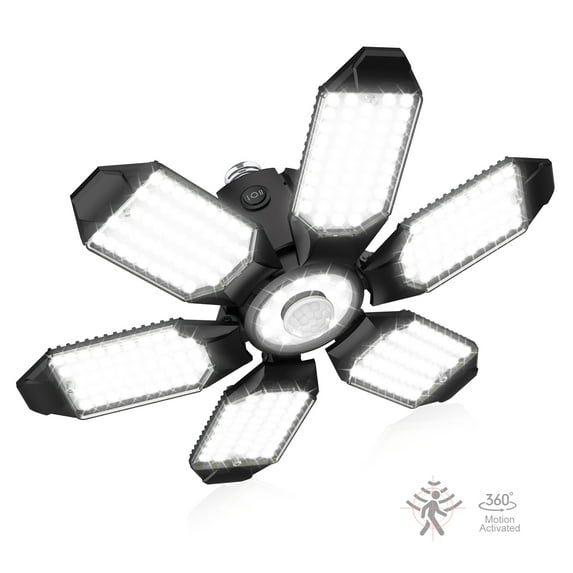 Motion Sensor Garage Light, Ultra Bright 200W 20000LM Motion Shop Light w/ 3 Switch Modes, 6500K Daylight, Dusk to Dawn Indoor Motion Activated Light Bulb for Garage, Workshop