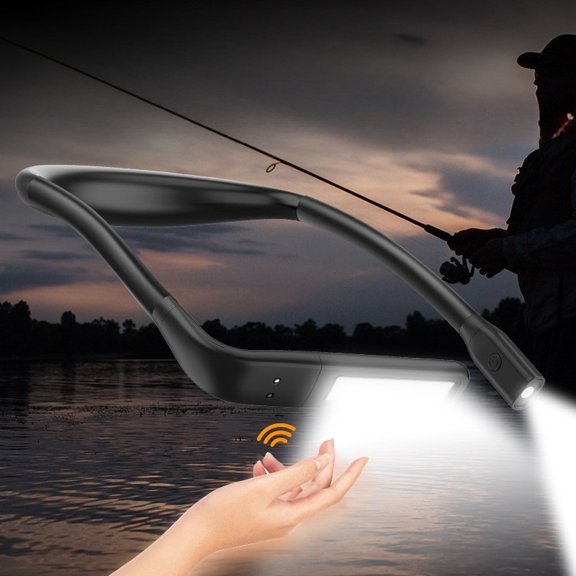 Motion Sensor Headlamp & Neck Light, 2-in-1 Hands-Free LED Headlight with Wave Activation, Rechargeable Head Torch for Running, Fishing, Camping, Super Bright