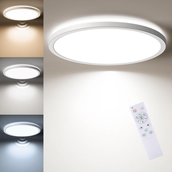 Motion Sensor LED Ceiling Light with Remote, 12 Inch Wired Flush Mount Light 3000K 4000K 5000K, 2400LM Dimmable Motion Sensor Light Indoor for Closet Hallway Laundry Stairs White New Version