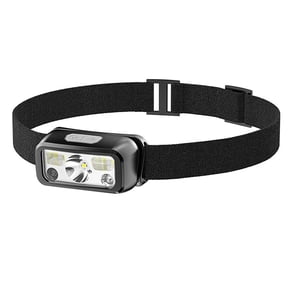 Motion Sensor LED Headlamp 500mAh Rechargeable Headlight With Red Warning Light IP44 Waterproof Adjustable Angle For Outdoor Camping Running And Work