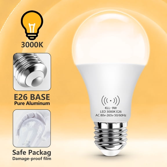 Motion Sensor LED Light Bulbs 9W (80-Watt Equivalent) Warm lightMotion Detector Auto Activated Security Lighting For Outdoor/Indoor Garage Porch Stairs Patio 10pack
