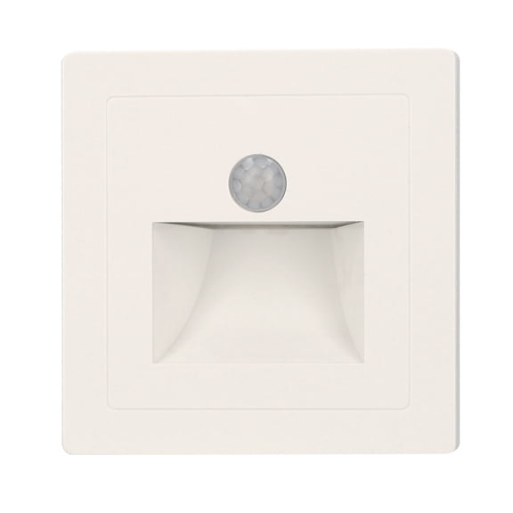 Motion Sensor LED Stairway Step Light Wired Indoor Wall Lamp Footlight for Porch Corridor Corner White (AC 220V / 8.6 x 8.6 cm / 3.39 x 3.39 in)