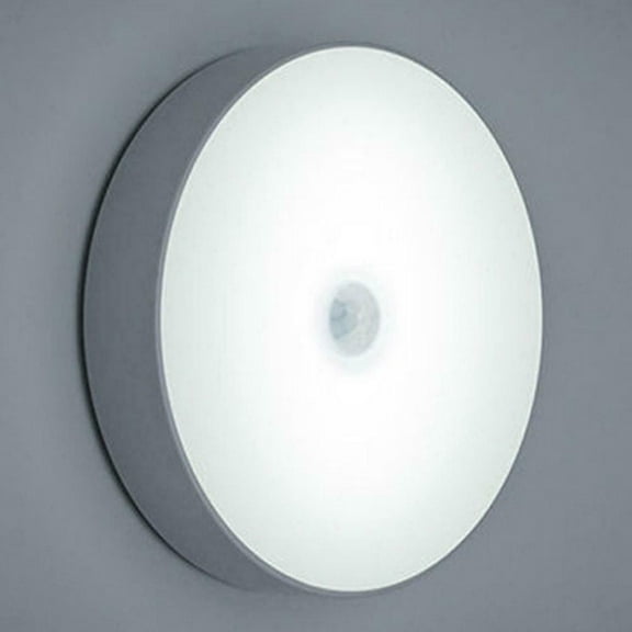 Motion Sensor LEDs Night Light USB Rechargeable Human Body Induction Round Night Lamp Magnetics Stick Children Lamp for Wall Bedside Wardrobe Stairs Cabinet WHITE