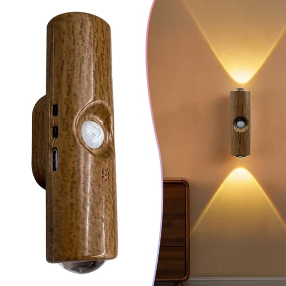 Motion Sensor Lamp,Sensor Wall Light,3 Sensing Modes USB Charging Wireless Wall Sconces Brightness Adjustable Wall Lamps Night Light for Home Decor Best Gift(Brown,Three-color Dimmable Version)