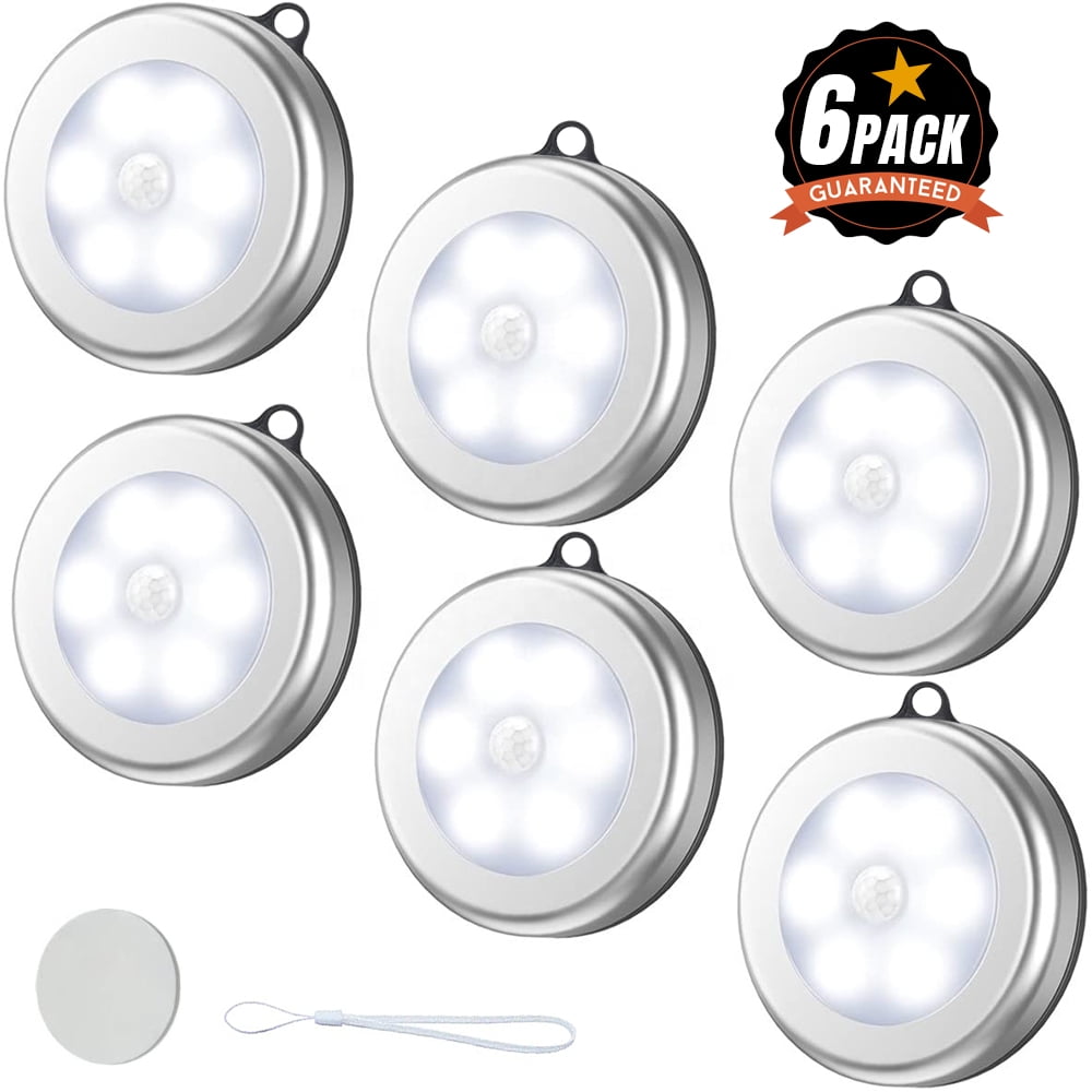 Motion Sensor Light, Battery Powered LED Night Light Step Lights Stair Closet Light Under-Cabinet Lighting Stick On Anywhere Lamp for Home, Kitchen, Hallway, Cabinet, Closet, Stairs, Bathroom 6pack
