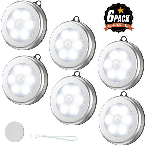 Motion Sensor Light, Battery Powered LED Night Light Step Lights Stair Closet Light Under-Cabinet Lighting Stick On Anywhere Lamp for Home, Kitchen, Hallway, Cabinet, Closet, Stairs, Bathroom 6pack