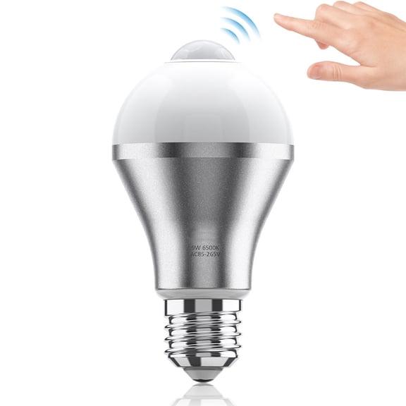 Motion Sensor Light Bulb, Haofy 9W E27 Smart PIR LED Bulbs Auto On/Off Security Lights Outdoor/,Aluminum+ABS+PC