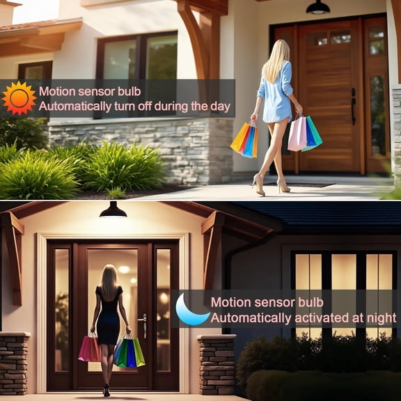 Motion Sensor Light Bulb, PAR38 16W Equivalent 100W 6000K Daylight, Indoor Motion Activation Detector Light Bulb, E26 Base Dusk to Security Night Light. 4 Packs