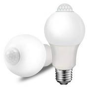 Motion Sensor Light Bulbs, 12W (100-Watt Equivalent) E26 Motion Activated Dusk to Dawn Security Light Bulb Outdoor/Indoor for Front Door Porch Garage Basement Hallway Closet(Cold White 2 Pack)