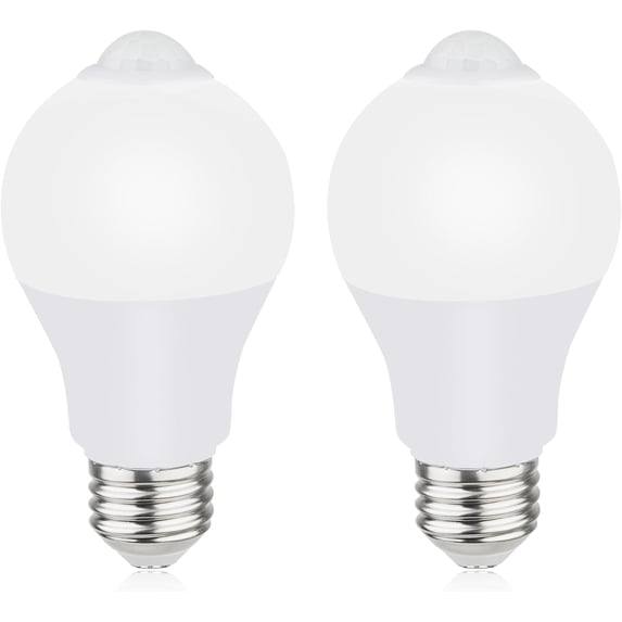 Motion Sensor Light Bulbs for Outdoor Indoor, 9W A19 Detector Led Bulb, 60 Watt Equivalent, E26 800lm 5000K Daylight, Dusk to Dawn Activated Security Lights outside, Inside (2 Pack)