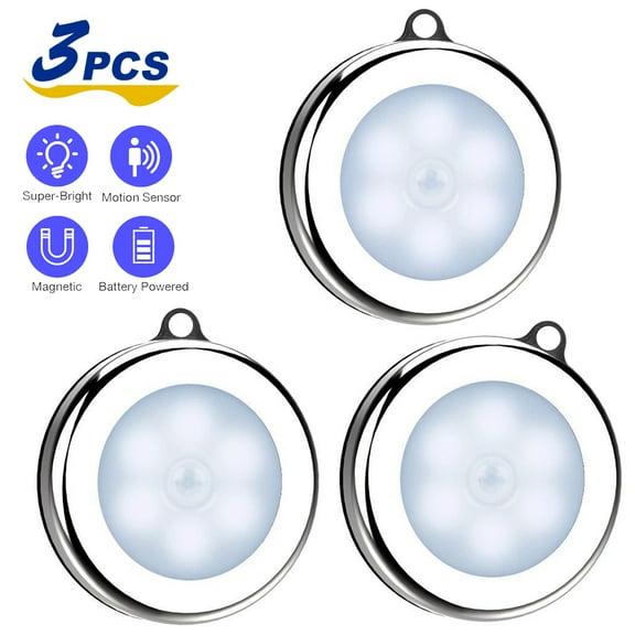 Motion Sensor Light, Cordless Battery-Powered LED Night Light, Stick-Anywhere Closet Lights Stair Lights, Safe Lights for Hallway, Bathroom, Bedroom, Kitchen, etc. (White - 3 pack)