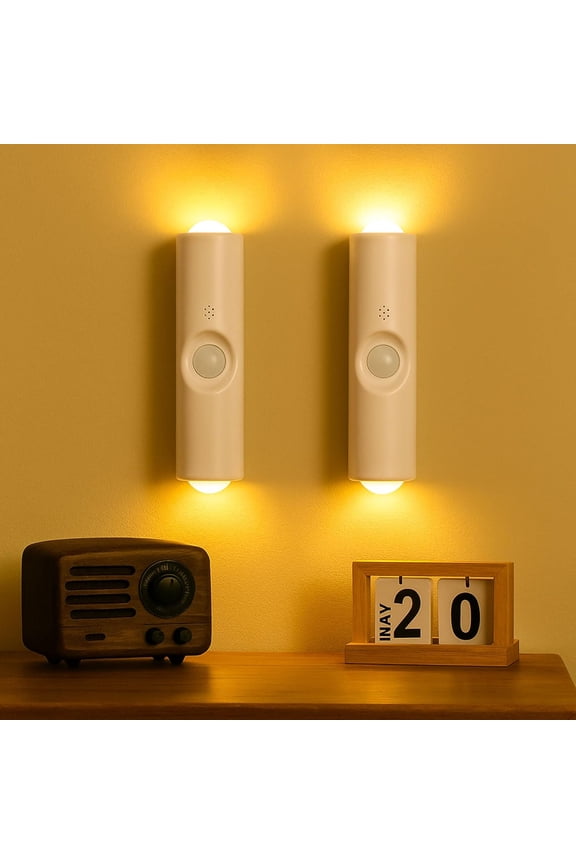 Motion Sensor Light Indoor, 3.9x1.1inch Wall Lamp, Rechargeable Smart Night Light with Magnet, Three Adjustable Light Colors, No Tool Installation Required, for Stairs, Wardrobe, Cabinet(A)