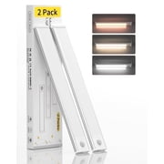 Under Cabinet Lighting, 54 LED Motion Sensor Light Indoor, 3 Color & Stepless Dimmable Closet Lights, Magnetic Under Counter Lights for Kitchen, Stairs, Hallway - 2 Pack