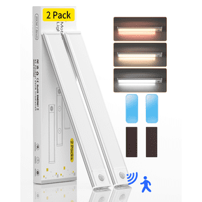 Under Cabinet Lighting, 54 LED Motion Sensor Light Indoor, 3 Color & Stepless Dimmable Closet Lights, Magnetic Under Counter Lights for Kitchen, Stairs, Hallway - 2 Pack